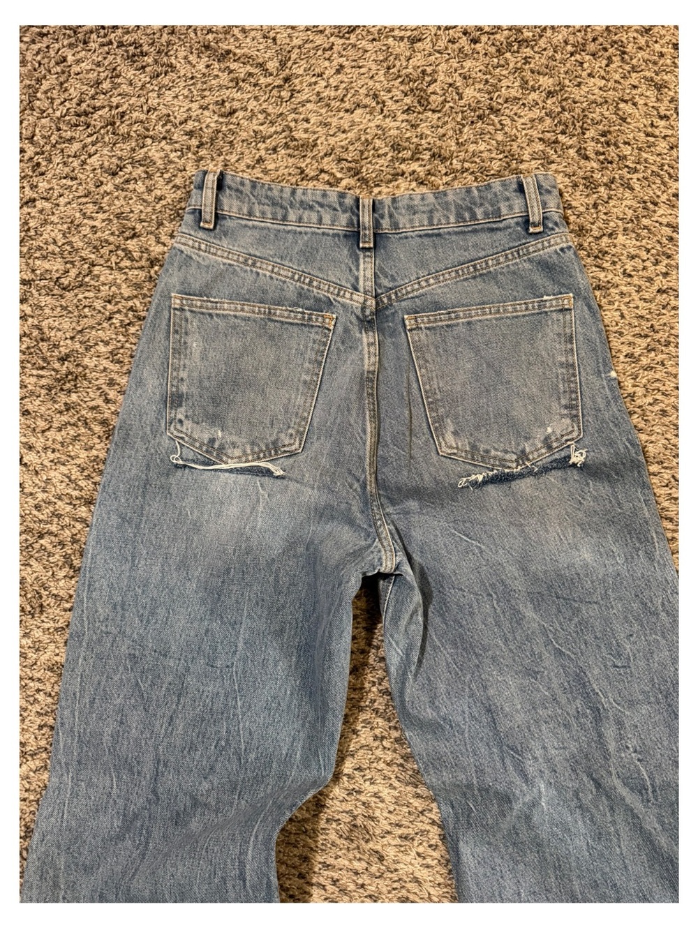 Zara Distressed Blue Denim Jeans - Picture 2 of 2